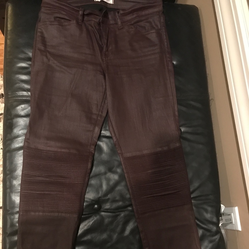 Madewell skinny skinny burgundy waxed Motopants
