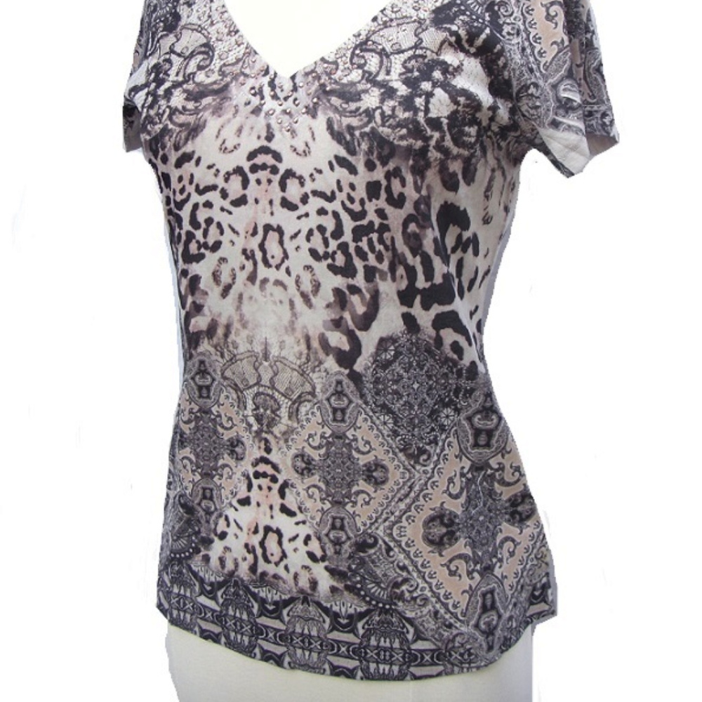 Apt. 9 Animal Print Embellished T-Shirt NWT