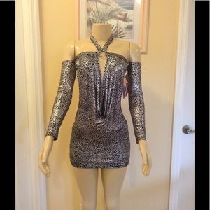 Silver Halter Drape Mini Drape