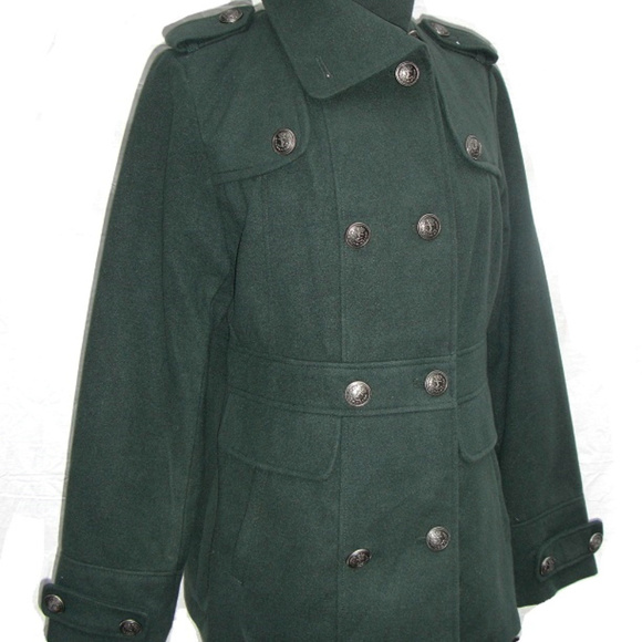 Apt. 9 Double Breasted Peacoat Olive Green NWT - Picture 4 of 6