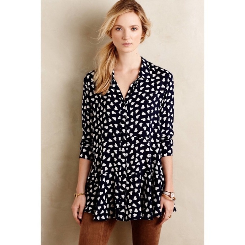 Anthropologie Tylho Larkin Heart Print Tunic