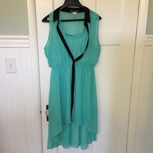 Junior's Large green/real and black hi-low dress