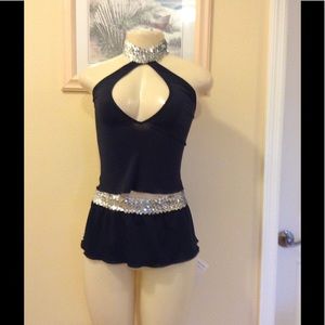 Keyhole Sequin Mini Skirt Set