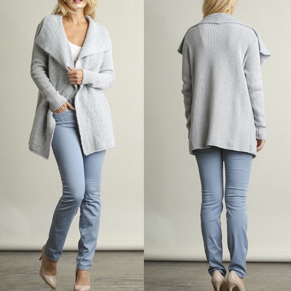 LAST 1❗️Light Gray Super Soft Mixed Knit Cardigan - Picture 5 of 5