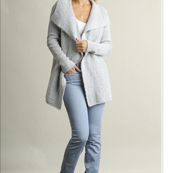 LAST 1❗️Light Gray Super Soft Mixed Knit Cardigan - Picture 2 of 5