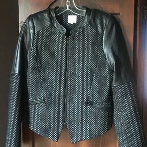 Parker Tweed and Lambskin Leather Trim Jacket