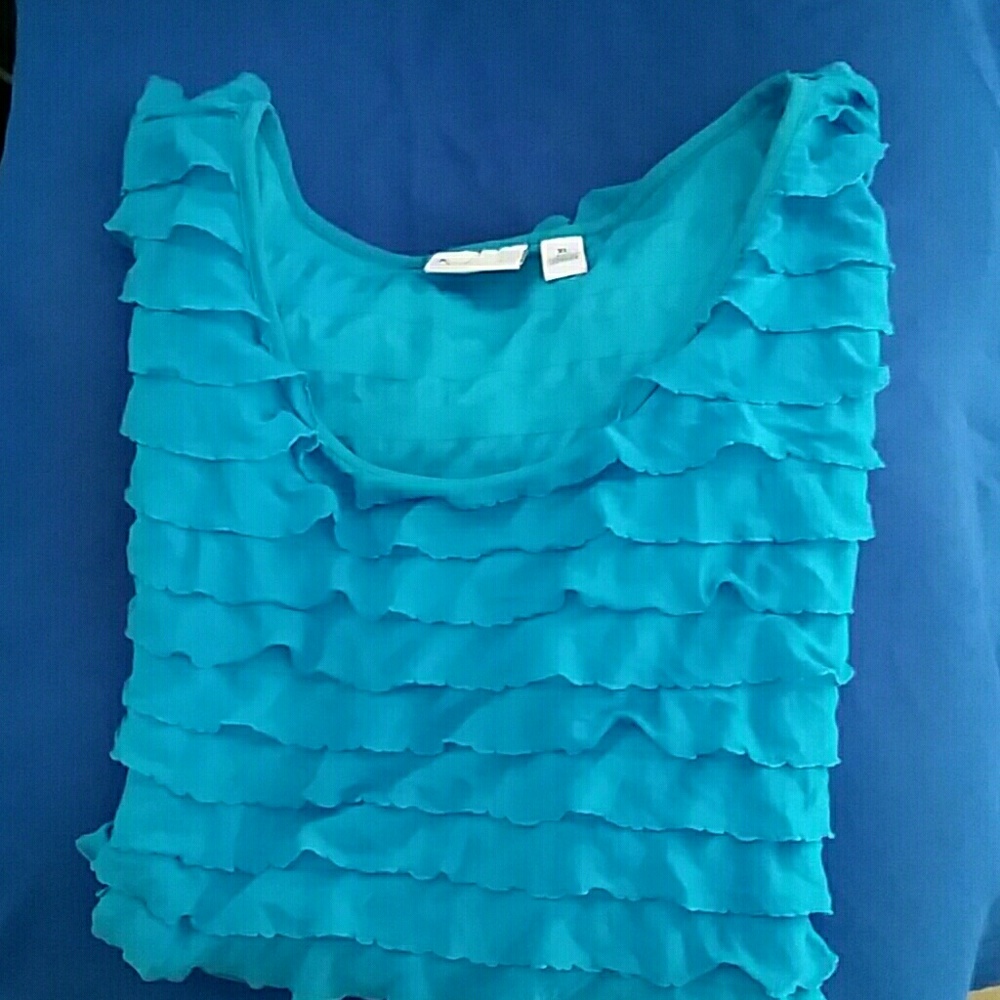 Women's short sleeved layered blouse (Turquoise)
