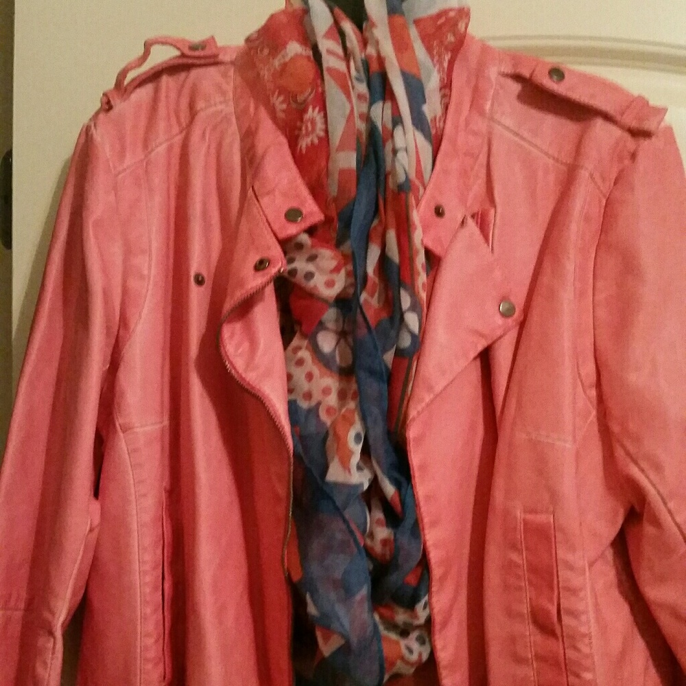 Leather jacket w/ scarf