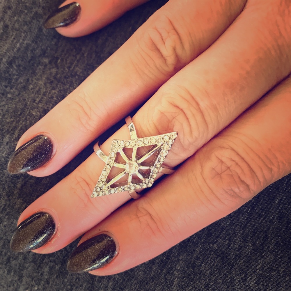 ~sparkler~ faux diamond silver crystal ring size 7