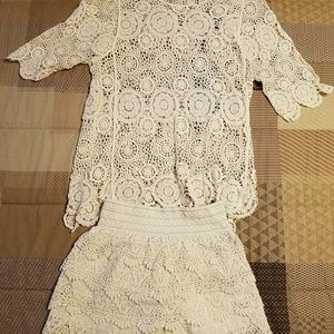Cream lace short set one size