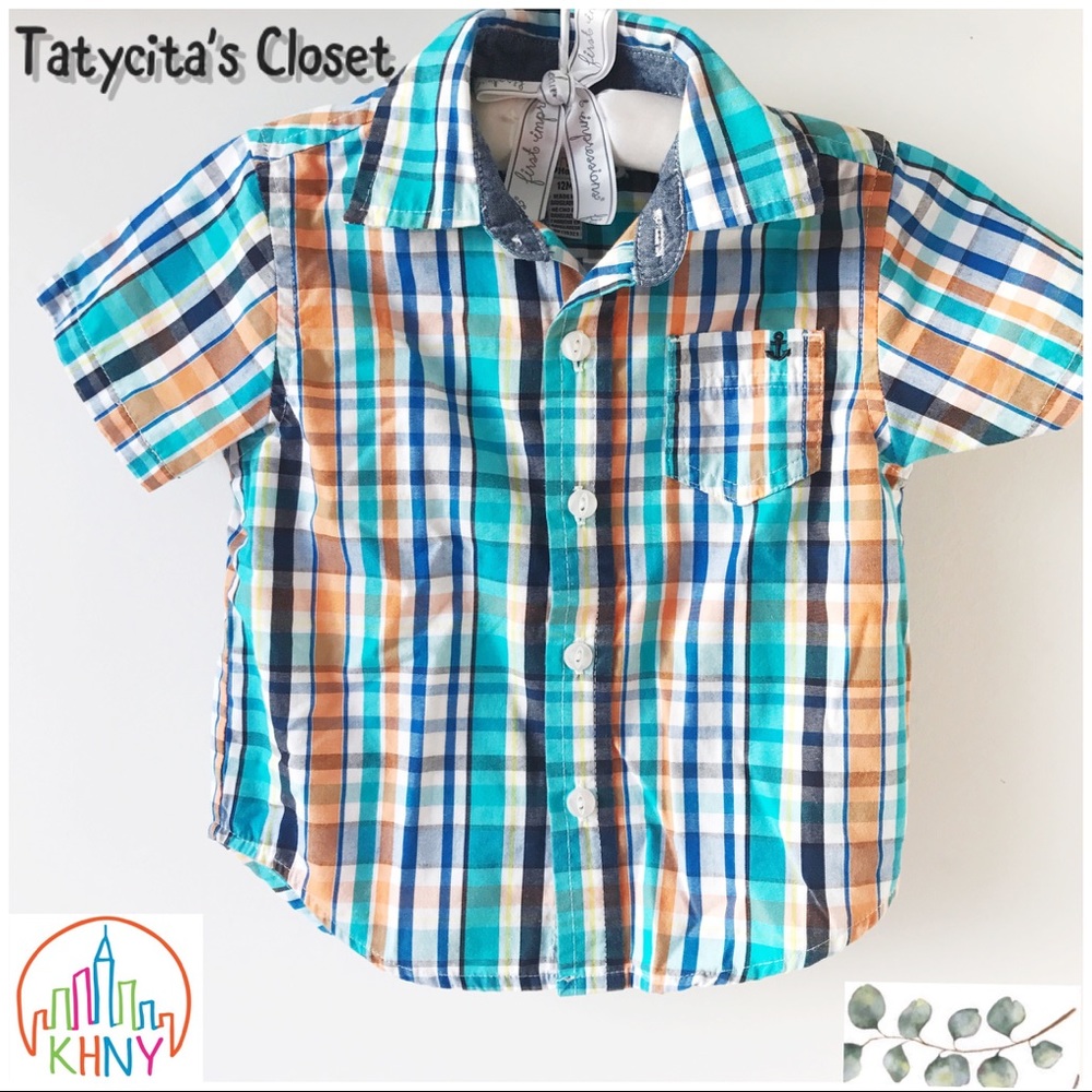 Kids Headquarters plaid button down shirt 12 m