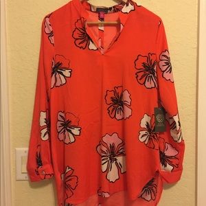 Vince camuto tunic blouse , orange red Vince camuto tunic blouse , orange red