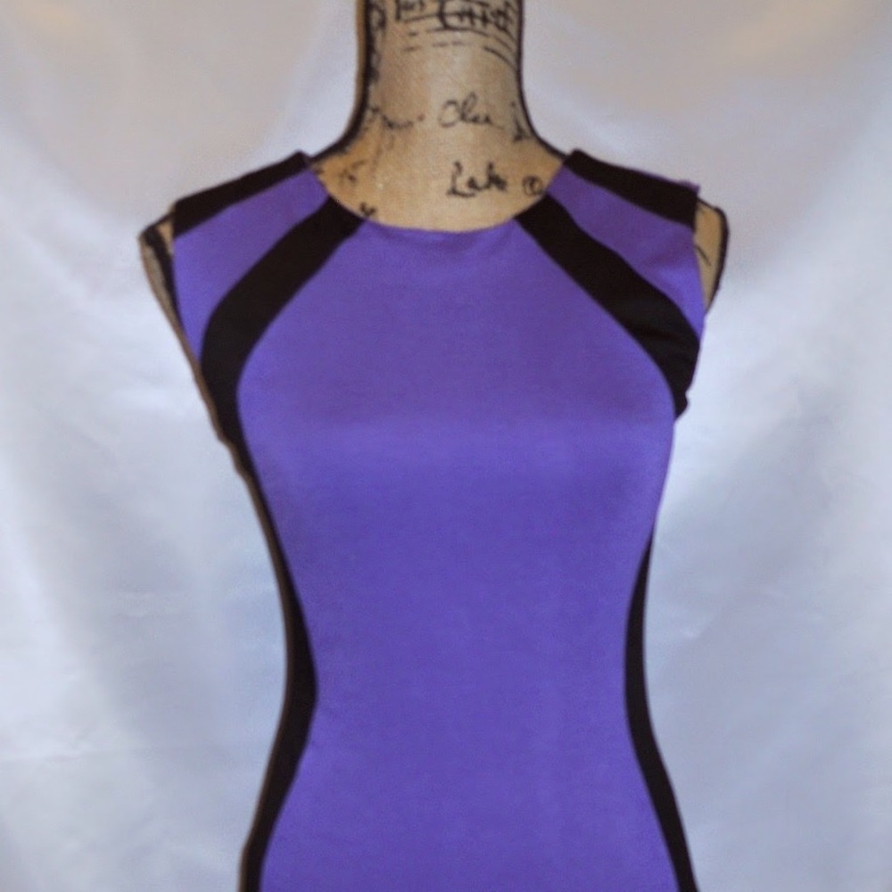 Sleeveless Knit Sheath Dress - Purple