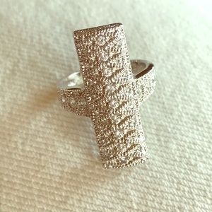 ~glam~ absolute diamond silver filigree ring sz 5 ~glam~ absolute diamond silver filigree ring sz 5