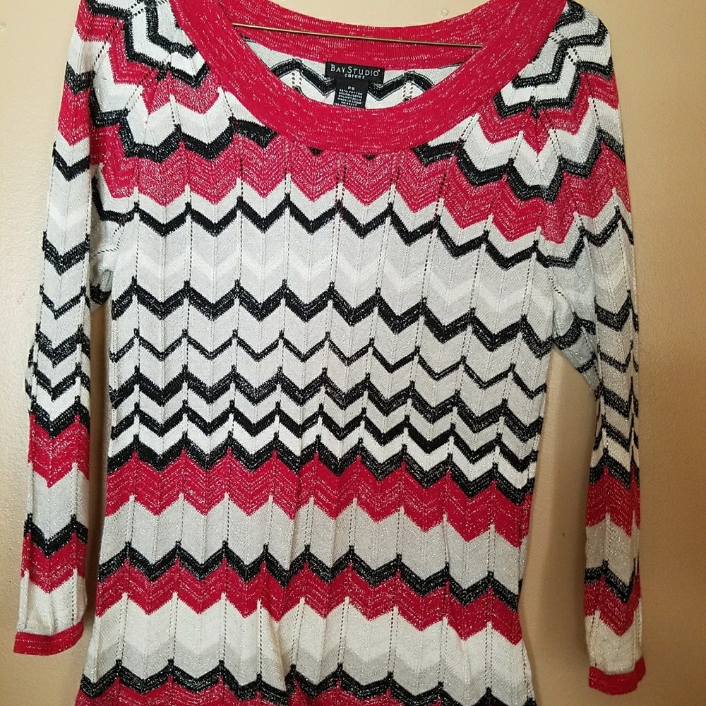 Chevron Striped Sweater Size Petite Small