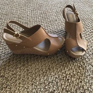 Kenneth Cole Nude Cork Wedges