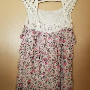 Lace Floral Ruffled Tank Top Size Small