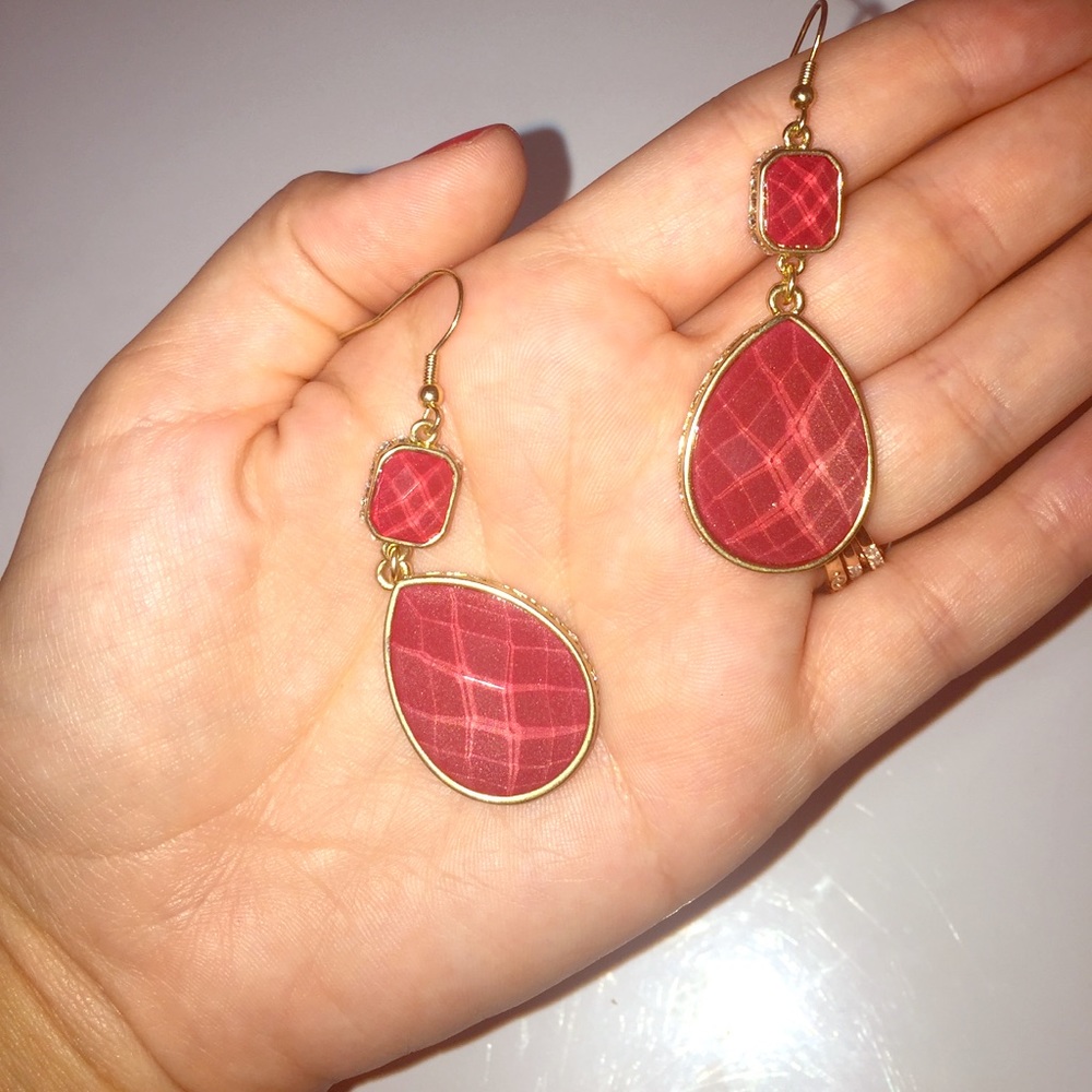 Coral and gold drop earrings