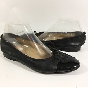 Chanel Black Leather Flats Shoes with Bow Chanel Black Leather Flats Shoes with Bow