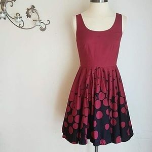 LC Cute Red/Black Polka Dot Cocktail Dress