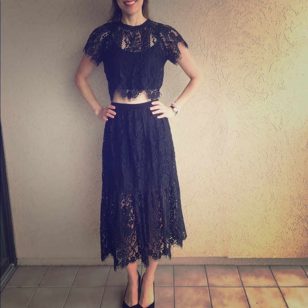 Free People crop top and midi skirt set