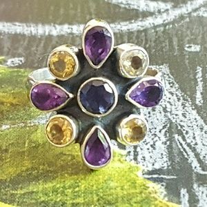 Citrine Amethyst Ring Sterling Citrine Amethyst Ring Sterling