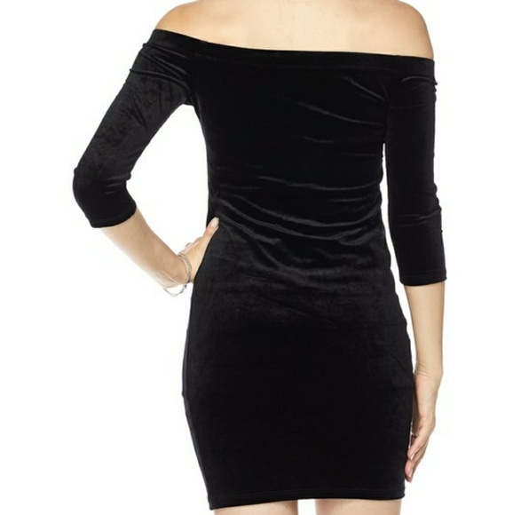 🔥Velvet🔥Black Off the Shoulder Dress ❄ - Picture 2 of 8