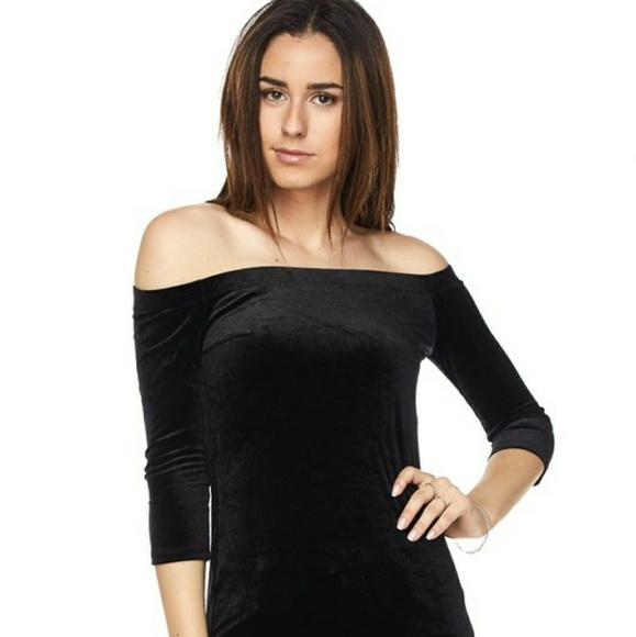 🔥Velvet🔥Black Off the Shoulder Dress ❄ - Picture 4 of 8