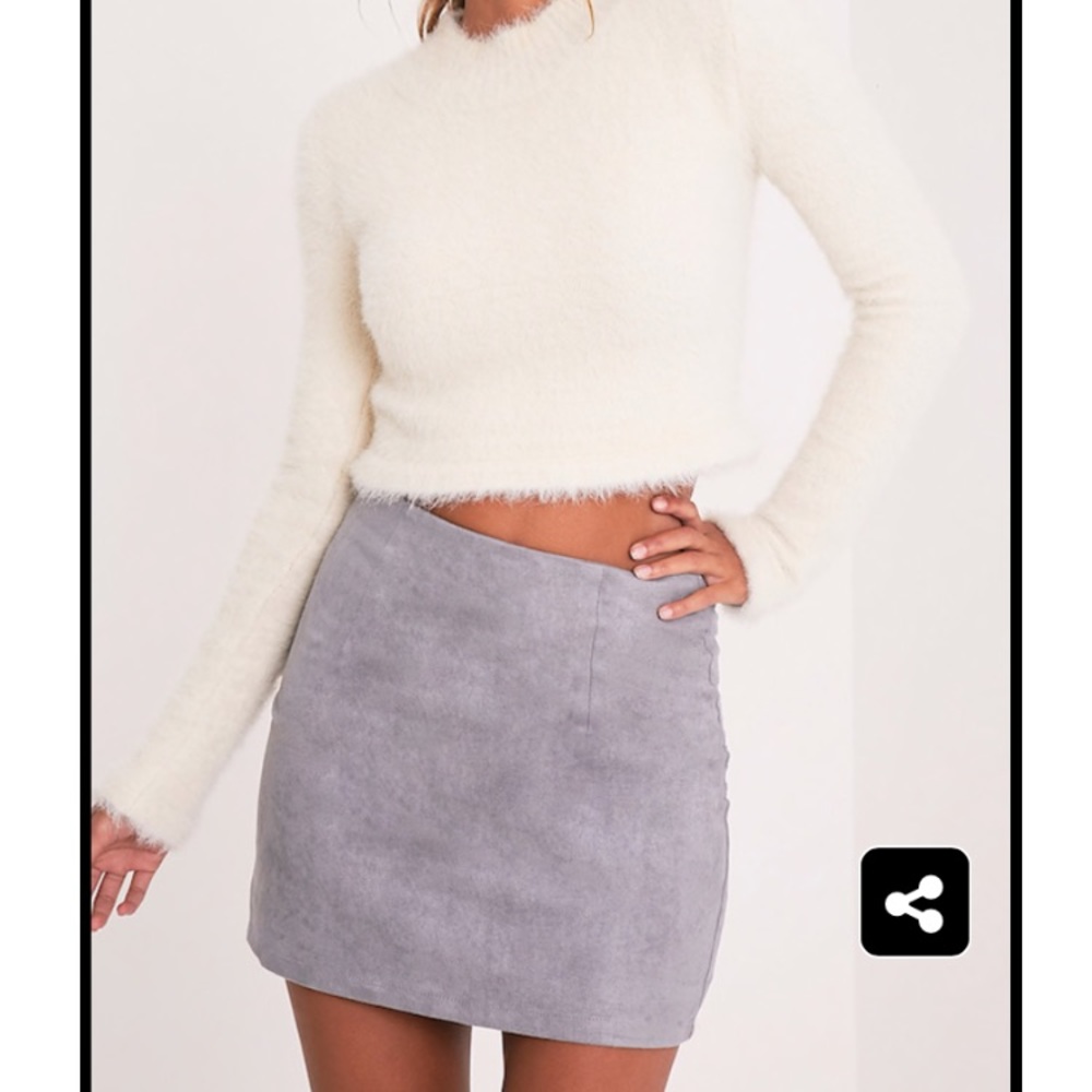 Grey suede mini skirt