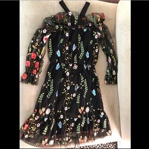 Floral black mini dress