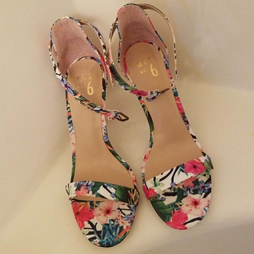 Multi colored high heeled sandals