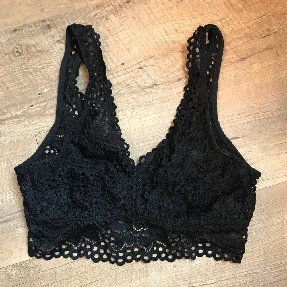 Aerie Black Boho Plunge Bralette