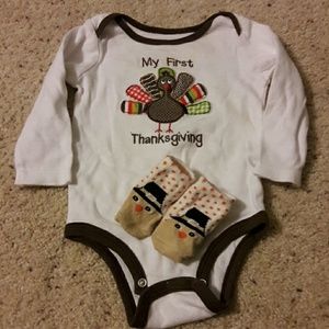 Baby's 1st thanksgiving socks and onsie