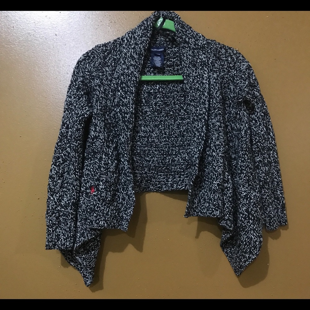 Ralph Lauren black/white knit cardigan sweater S 8