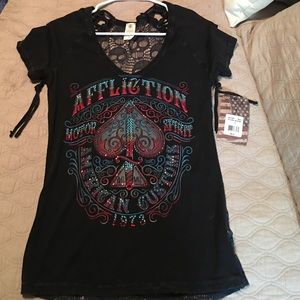 Ladies Affliction BNWT Small Lace Skull Back