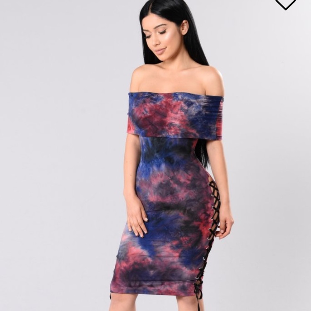 Blue/Red Fashion Nova Hands in the Air Dress