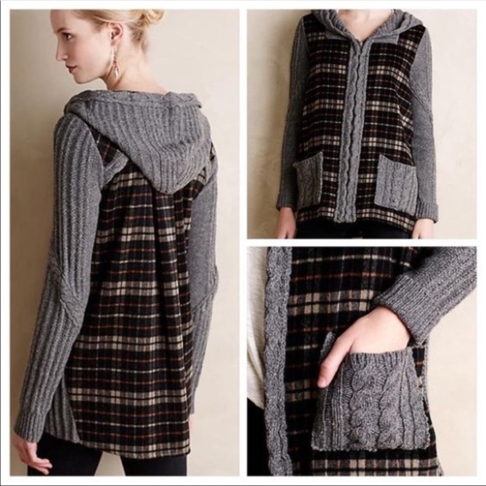 Moth for anthro knit plaid sweater