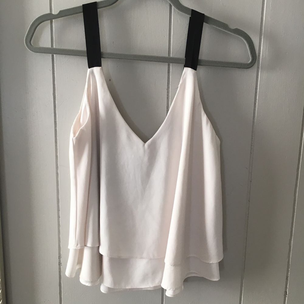 V Neck Black and White Tank