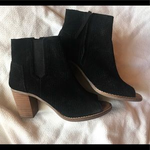 Black Suede Majorca Peep Toe Booties