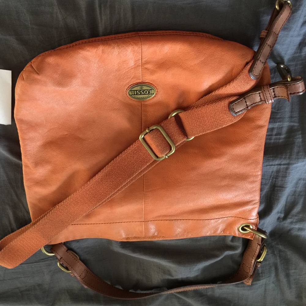 Orange leather fossil purse