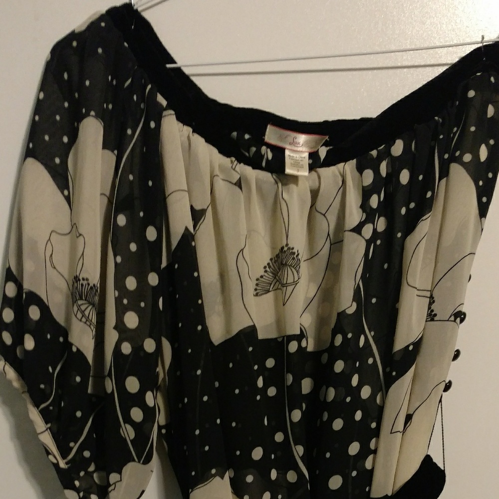 Lux sheer cheer and velvet one shoulder dress