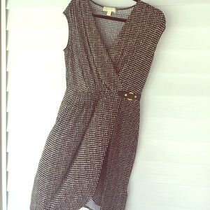 Michael Kors Black & White Check Faux Wrap Dress M