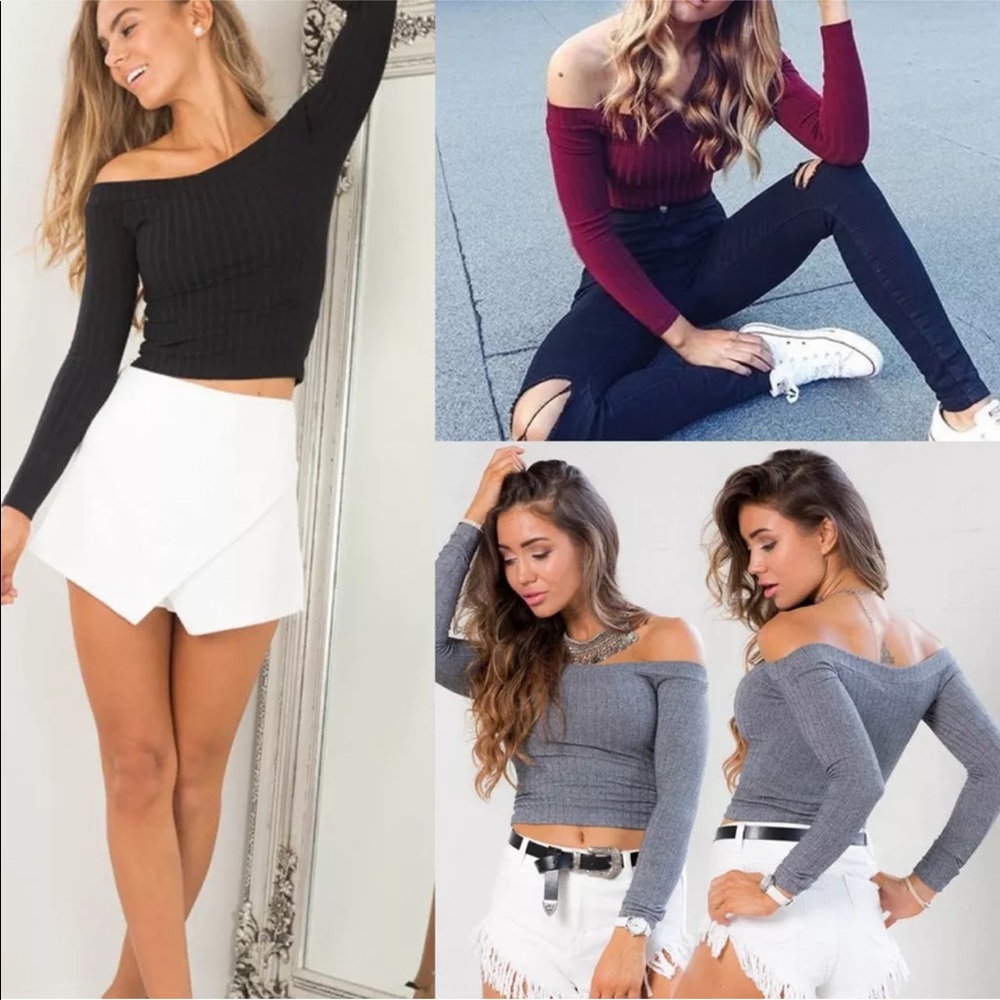 New off the shoulder long sleeve shirt - Picture 2 of 3