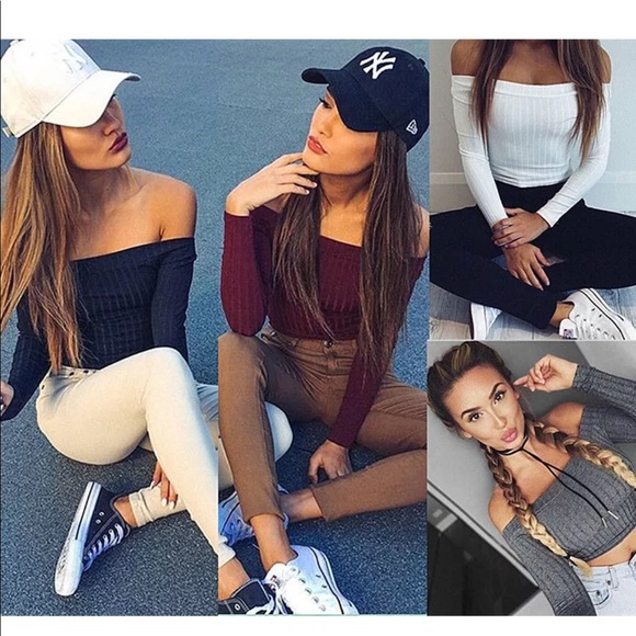 New off the shoulder long sleeve shirt - Picture 3 of 3