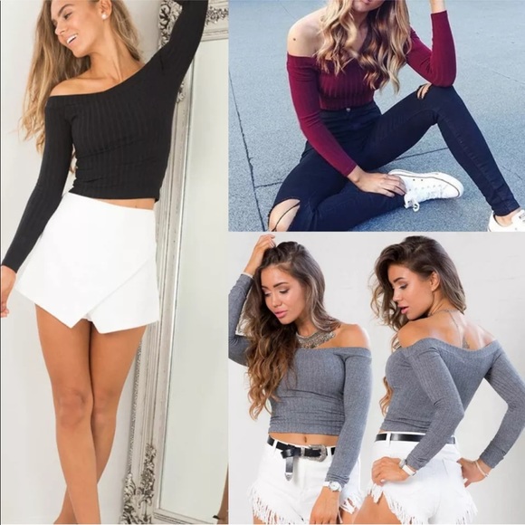 New off the shoulder long sleeve shirt - Picture 2 of 3