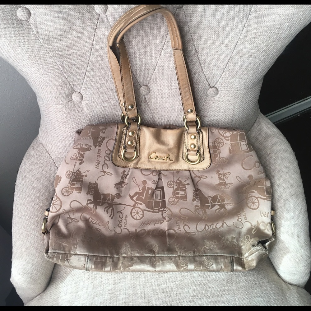 Authentic Gold 1941 Stagecoach Print Coach Bag