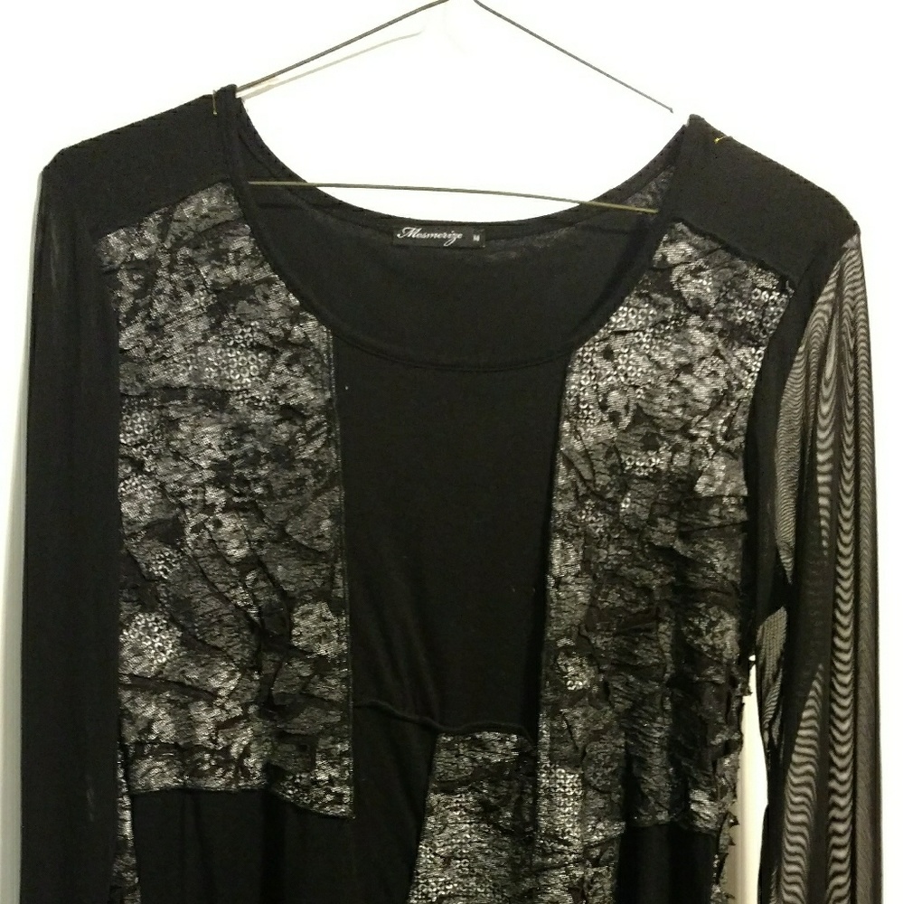 Sheer long-sleeve top