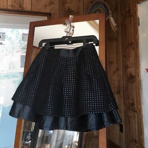 Mini Black Leather Party Skirt - Size Medium
