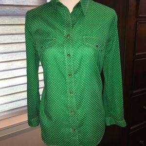 Maeve Cropped Sleeve Polkadot Blouse Maeve Cropped Sleeve Polkadot Blouse