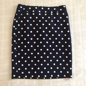 Never Worn Navy & White Polka Dot Pencil Skirt